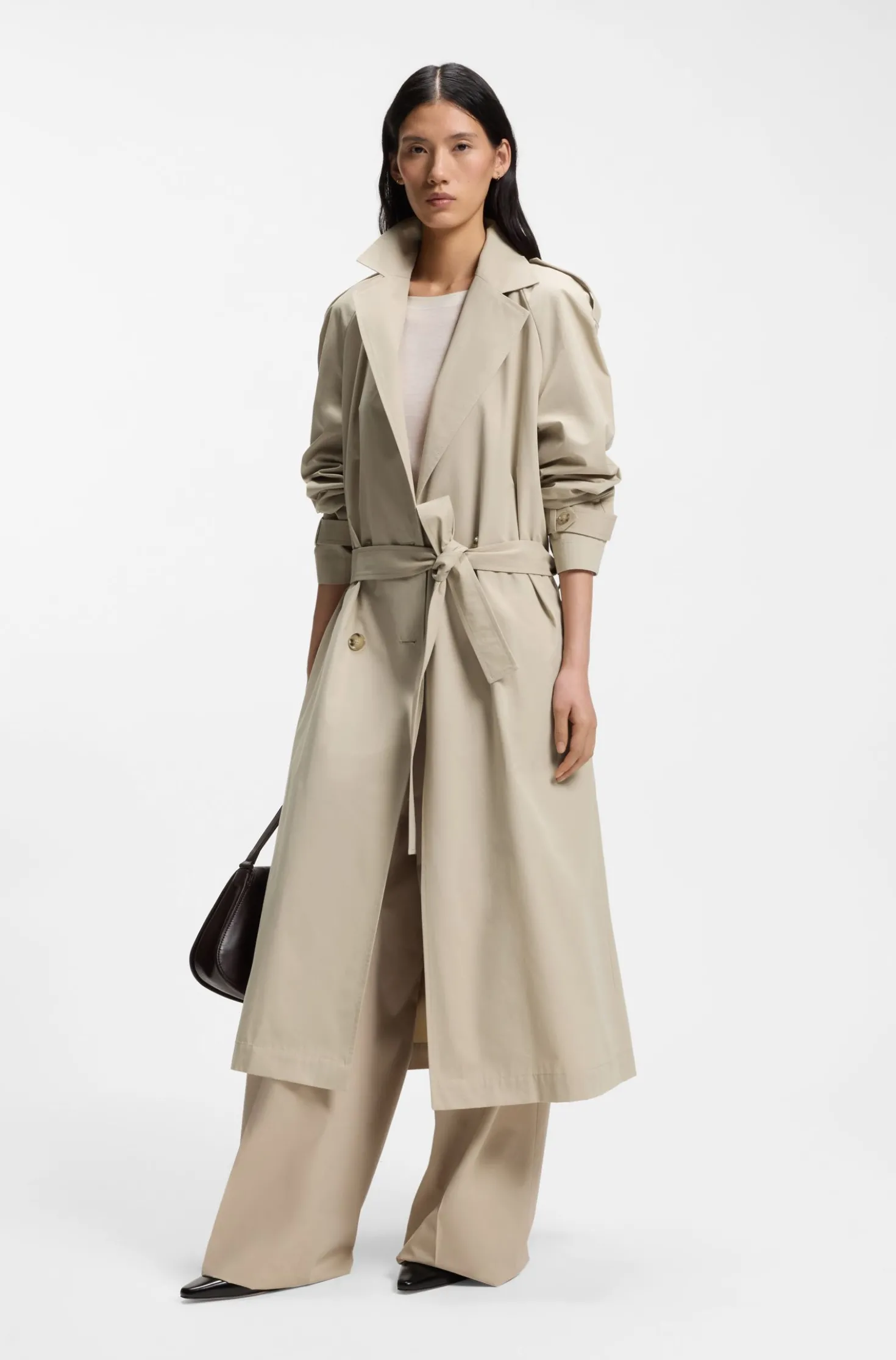 Regular-fit trench coat in stretch cotton