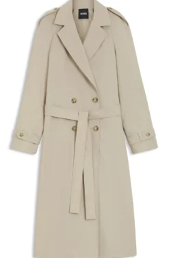 Regular-fit trench coat in stretch cotton