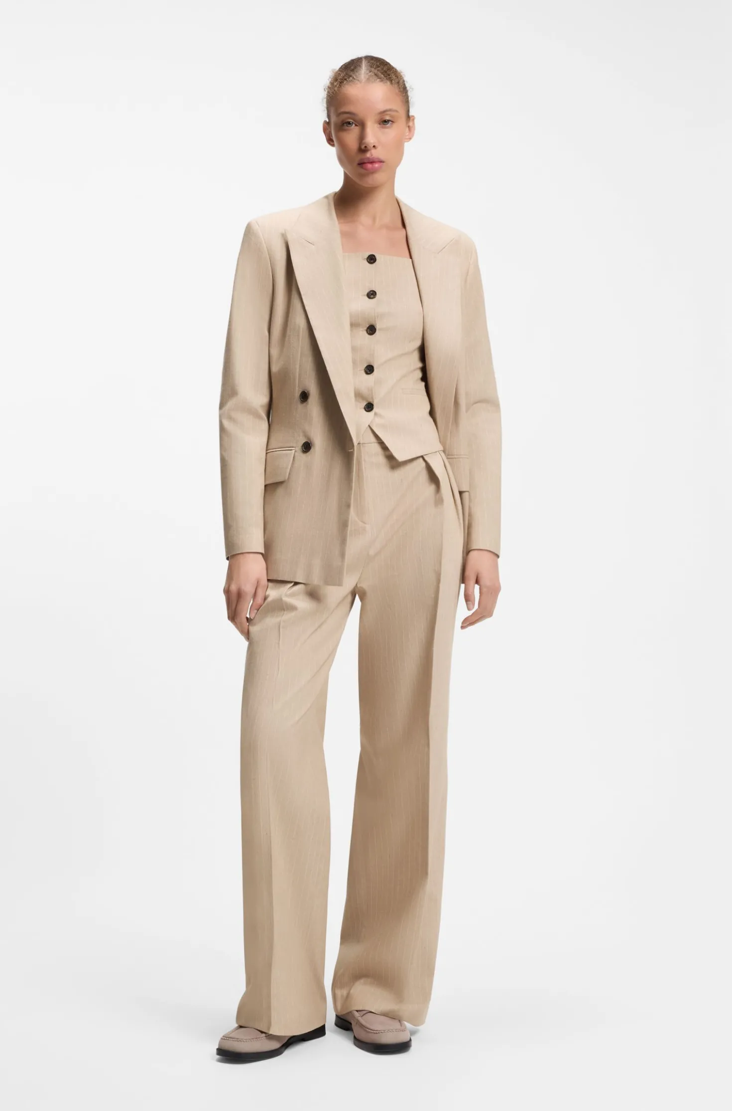 Regular-fit trousers in a sparkling pinstripe cotton blend