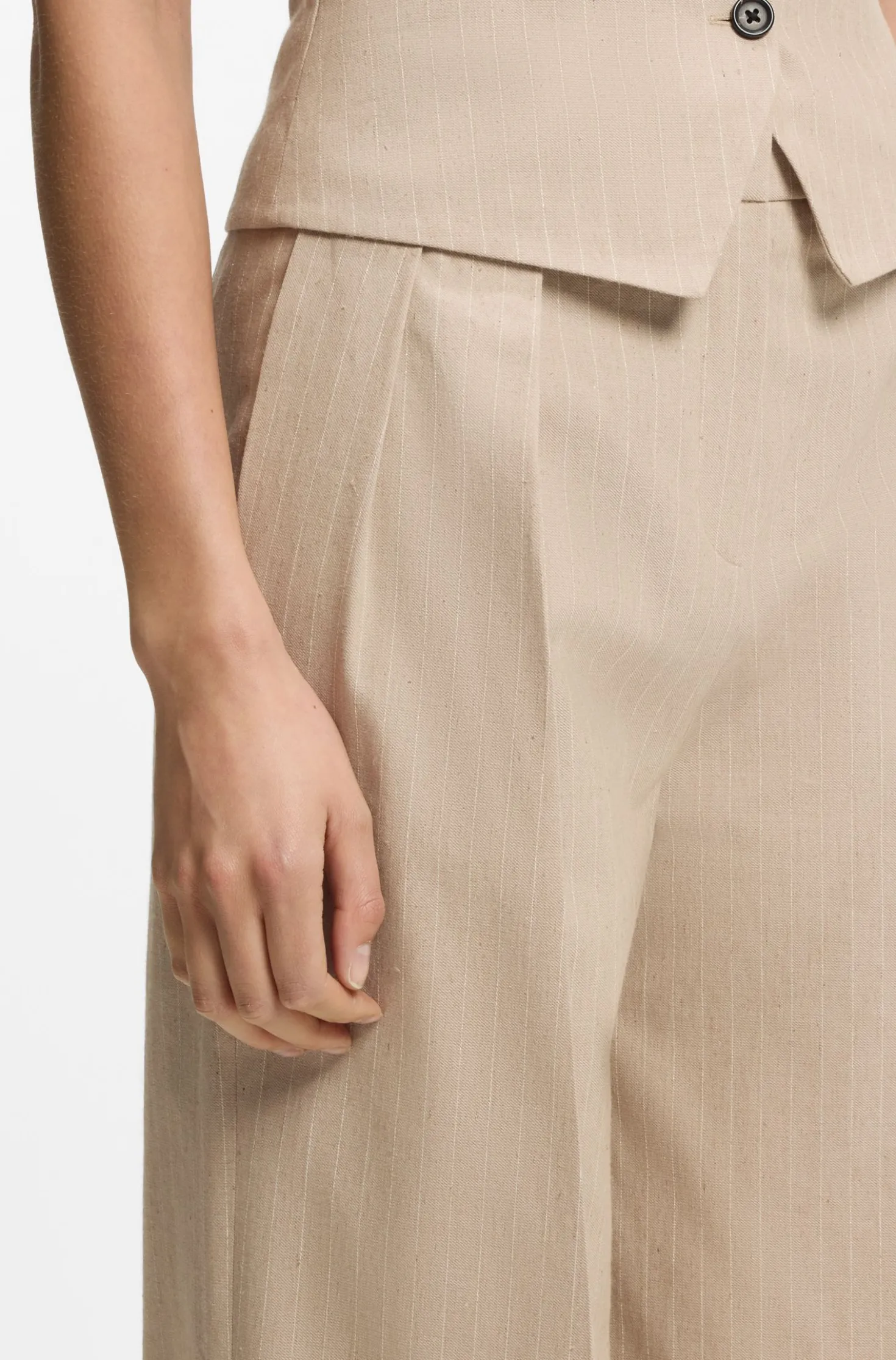 Regular-fit trousers in a sparkling pinstripe cotton blend