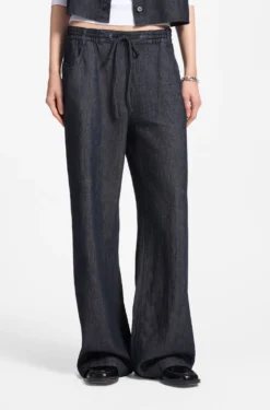 Regular-fit trousers in lightweight denim with drawstring waist