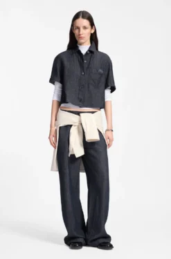 Regular-fit trousers in lightweight denim with drawstring waist