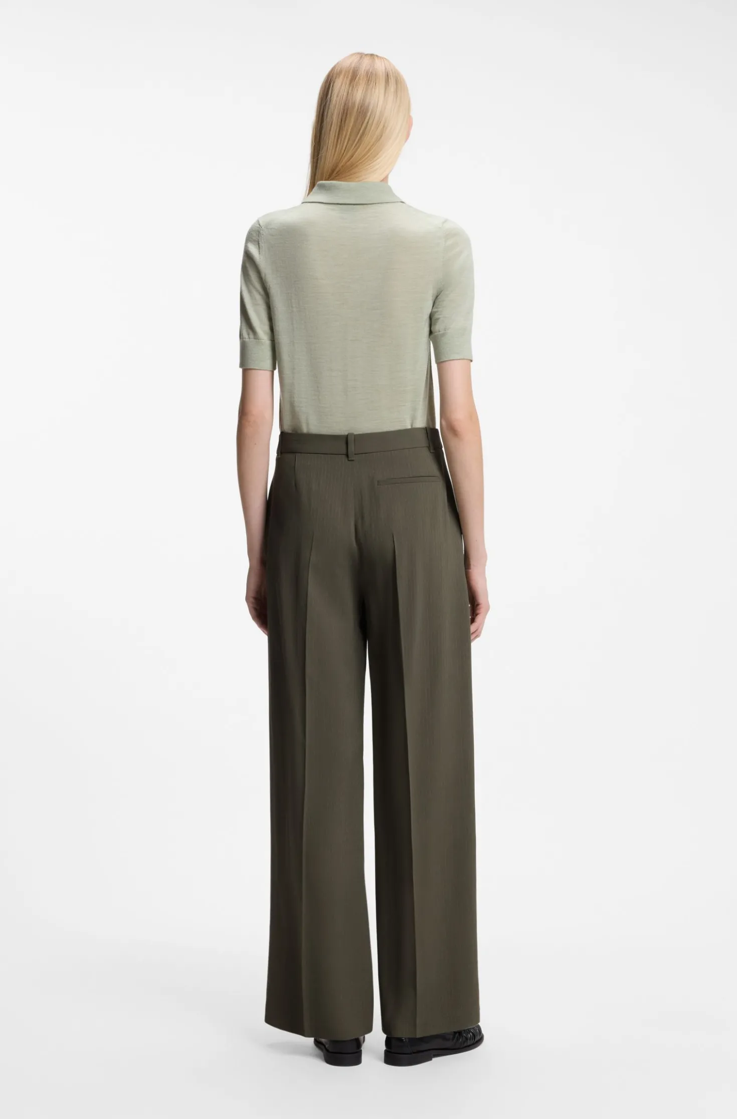 Regular-fit trousers in pinstripe stretch crepe