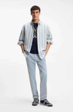 Regular-fit trousers in stretch-cotton satin