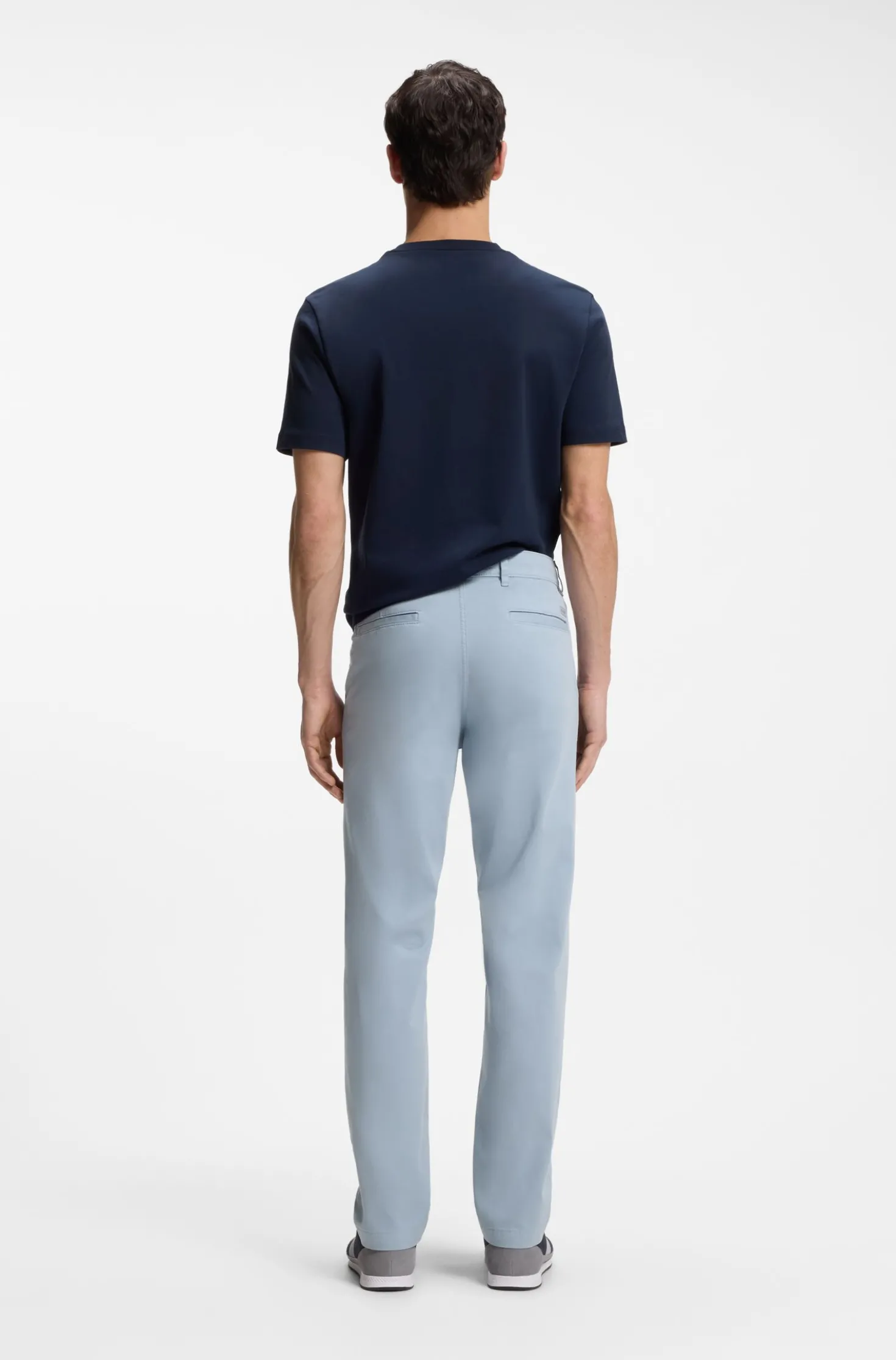 Regular-fit trousers in stretch-cotton satin