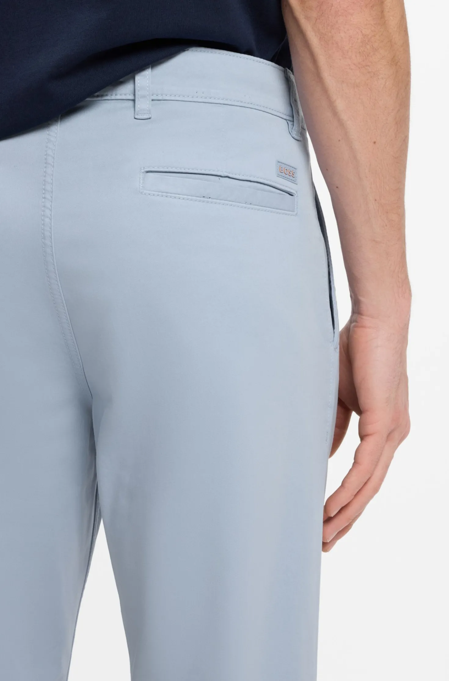 Regular-fit trousers in stretch-cotton satin