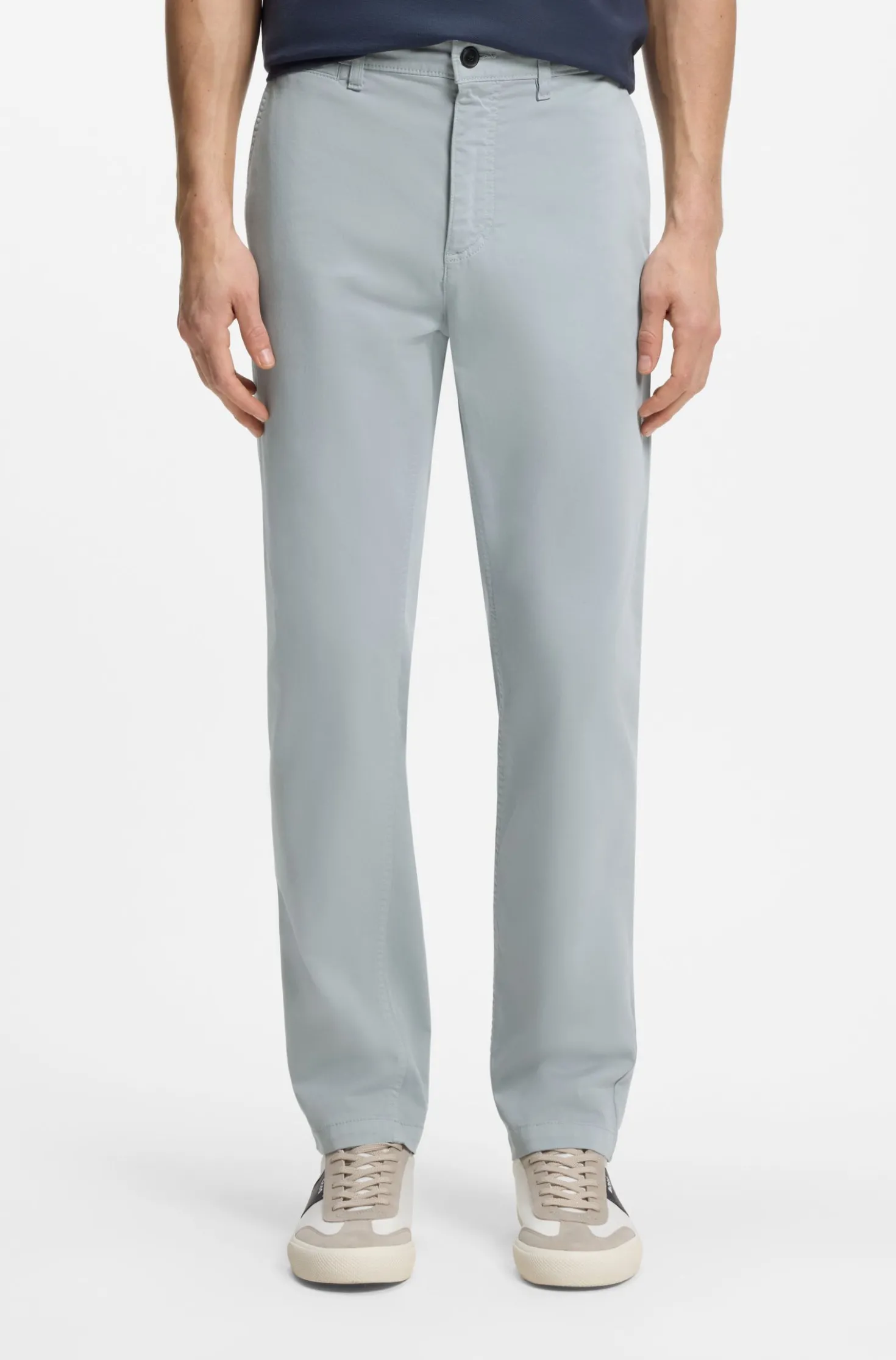 Regular-fit trousers in stretch-cotton satin