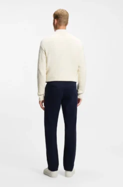 Regular-fit trousers in stretch-cotton satin