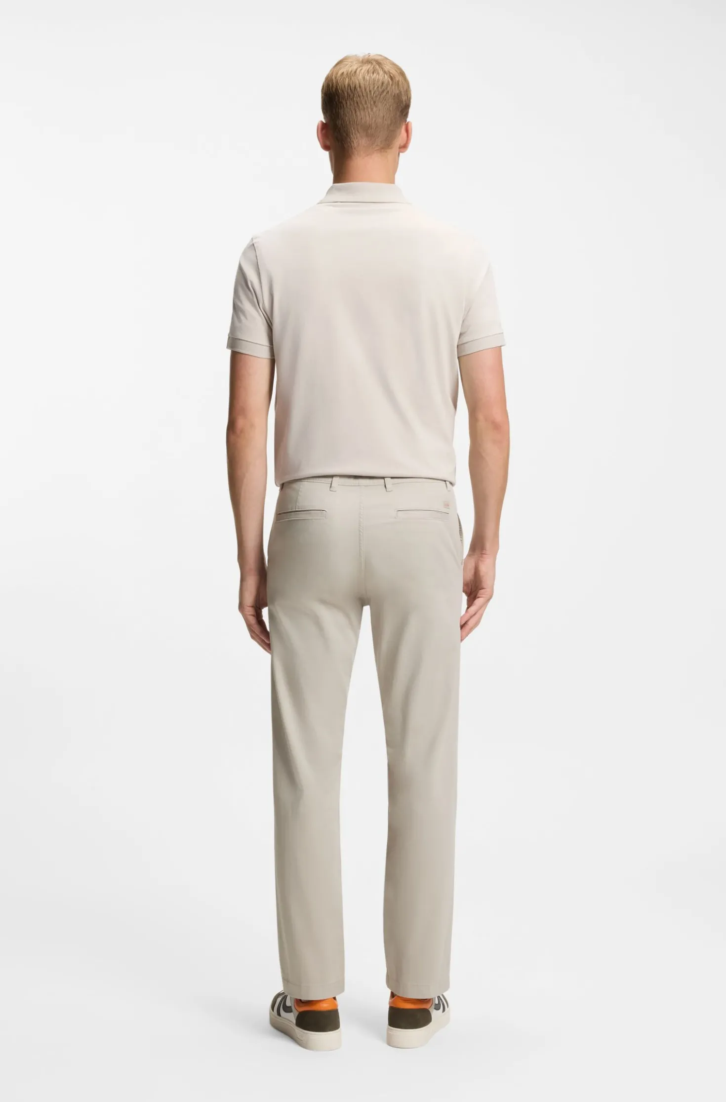 Regular-fit trousers in stretch-cotton satin