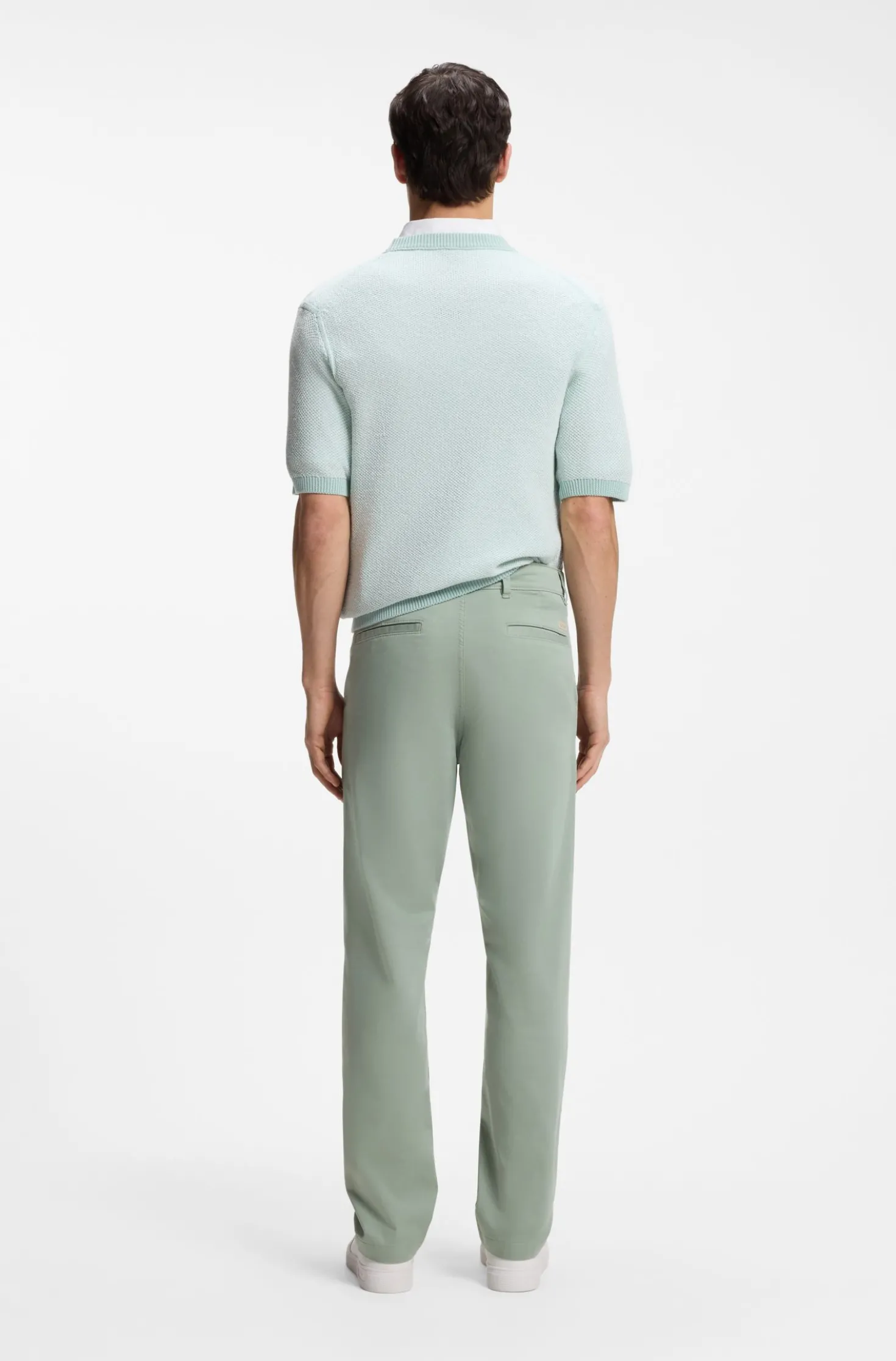 Regular-fit trousers in stretch-cotton satin