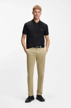 Regular-fit trousers in stretch-cotton satin