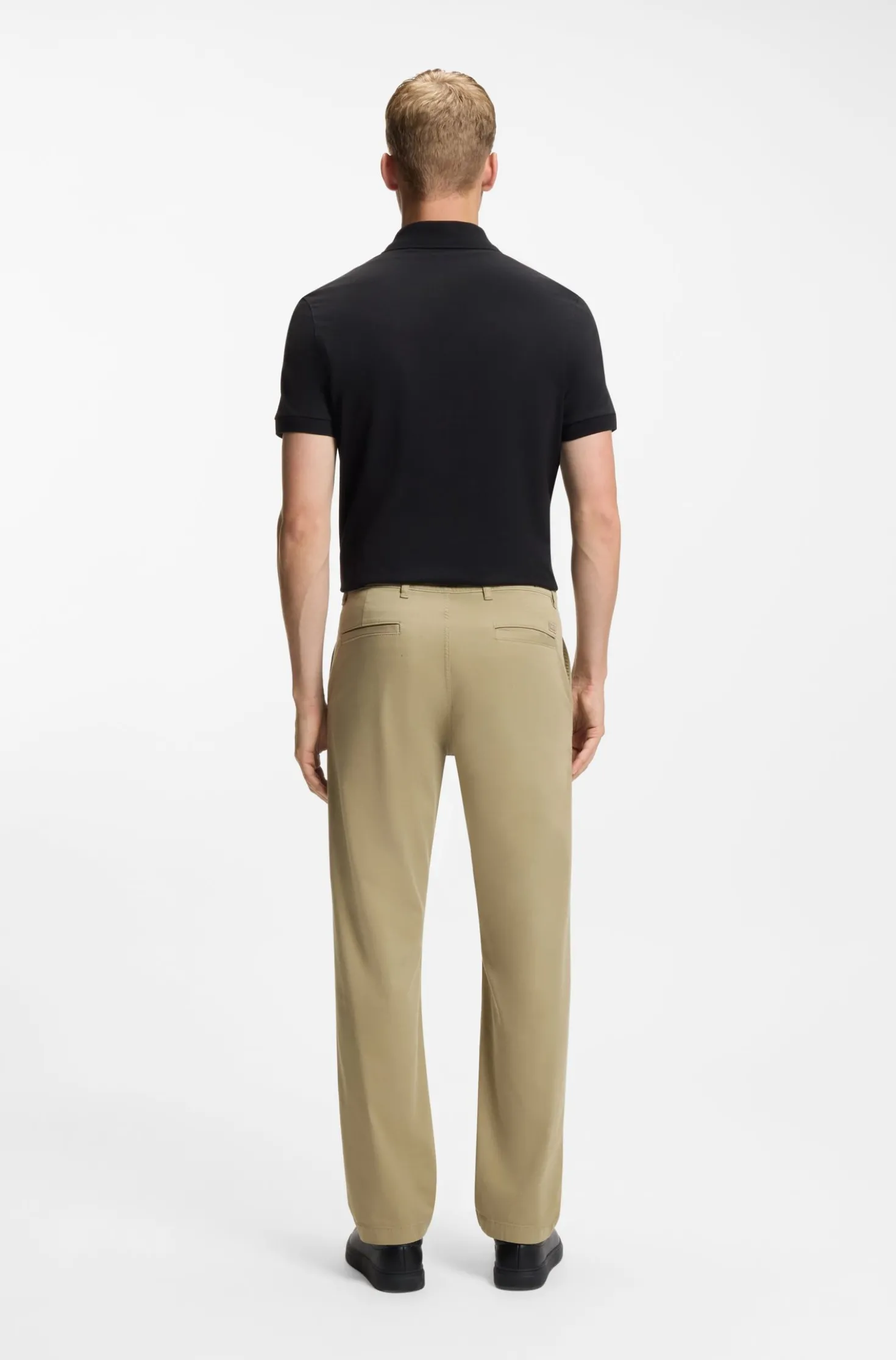 Regular-fit trousers in stretch-cotton satin