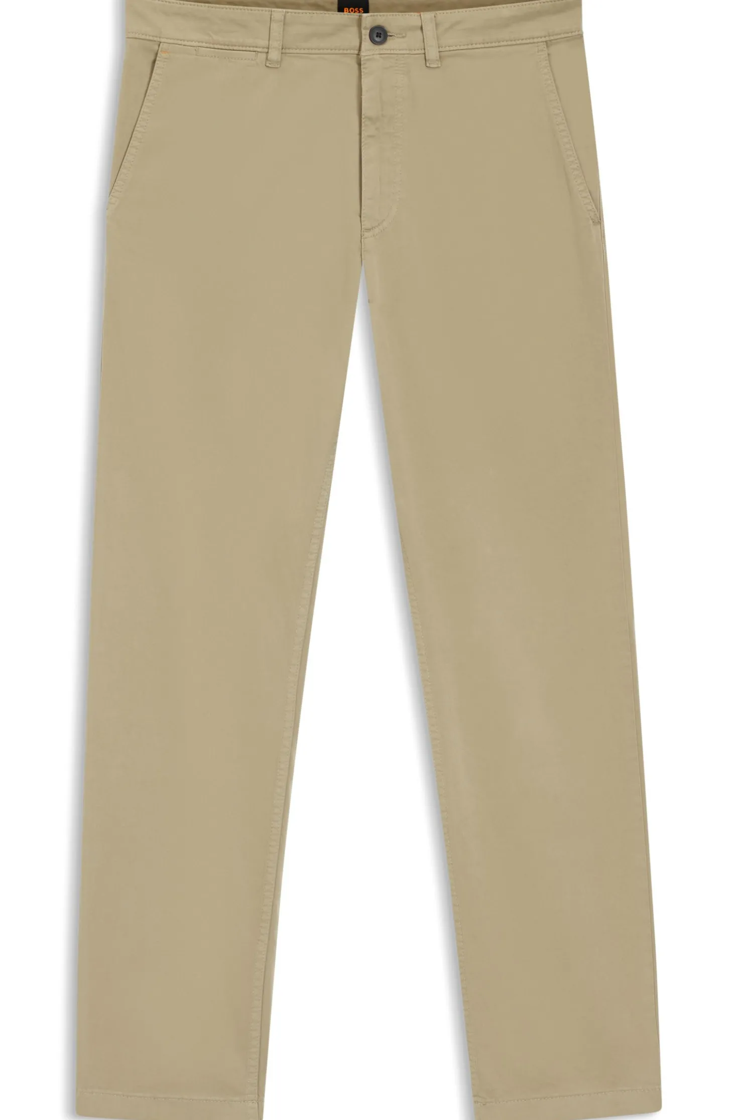 Regular-fit trousers in stretch-cotton satin