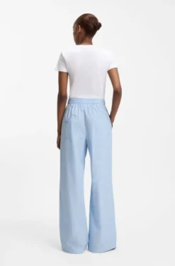 Regular-fit trousers in striped cotton poplin