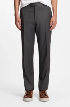 Regular-fit trousers in water-repellent virgin wool