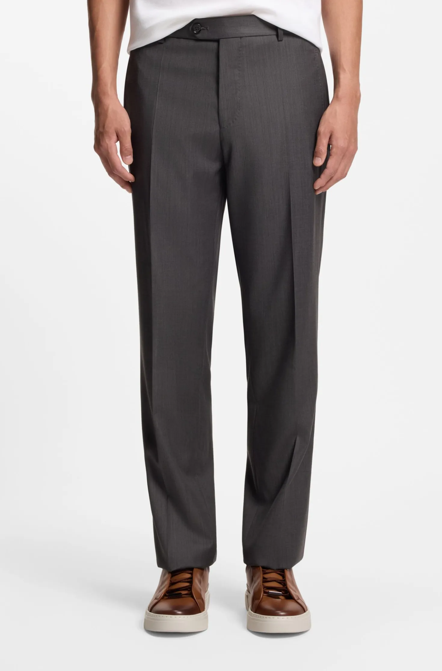 Regular-fit trousers in water-repellent virgin wool