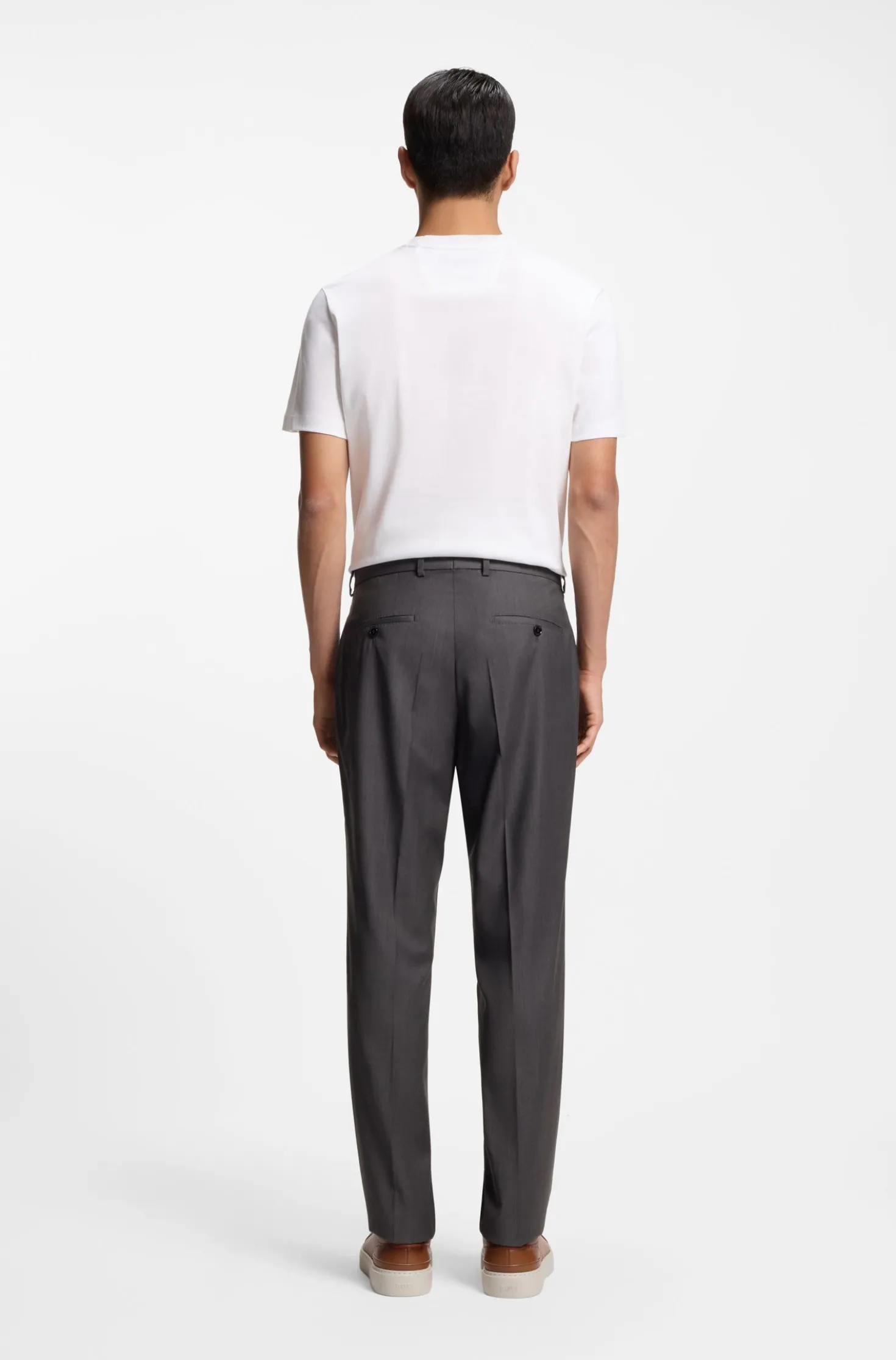 Regular-fit trousers in water-repellent virgin wool