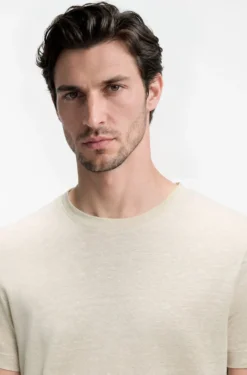 Regular-fit T-shirt in cotton and linen