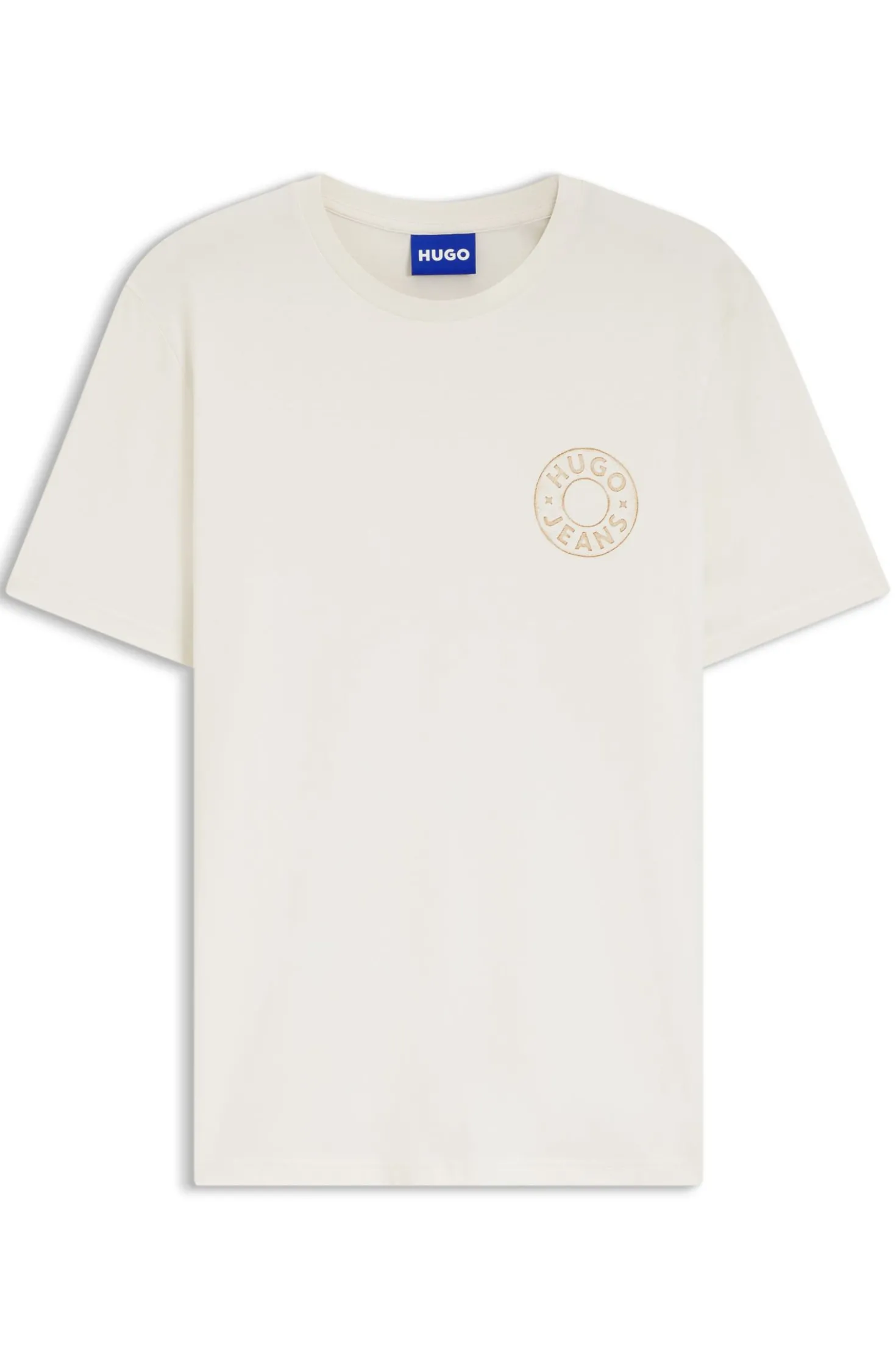Regular-fit T-shirt in cotton with jeans-button print