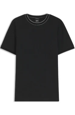 Regular-fit T-shirt in structured cotton with tipping details