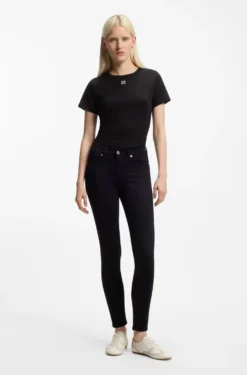 Regular-fit T-shirt with stacked-logo embroidery