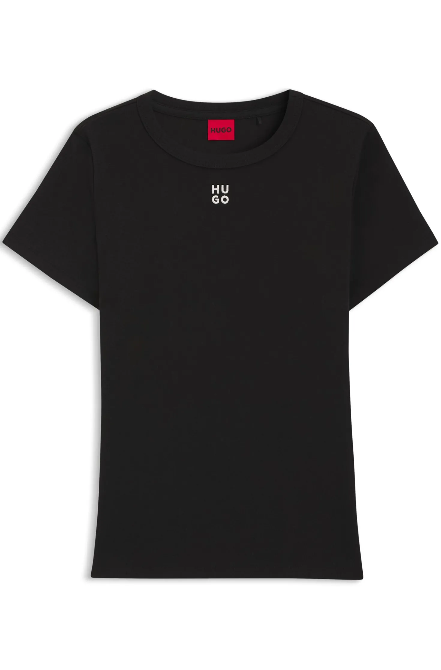 Regular-fit T-shirt with stacked-logo embroidery