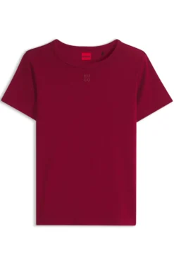 Regular-fit T-shirt with stacked-logo embroidery