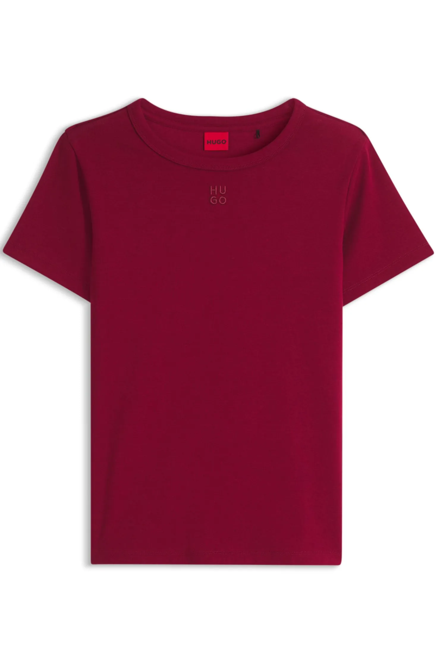 Regular-fit T-shirt with stacked-logo embroidery