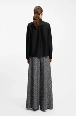 Regular-fit tuxedo-inspired blouse with pintuck pleats