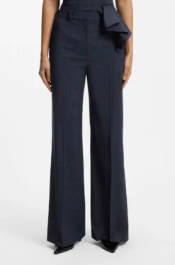 Regular-fit wide-leg trousers in pinstripe stretch fabric