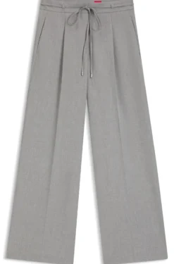 Regular-fit wide-leg trousers in melange stretch fabric