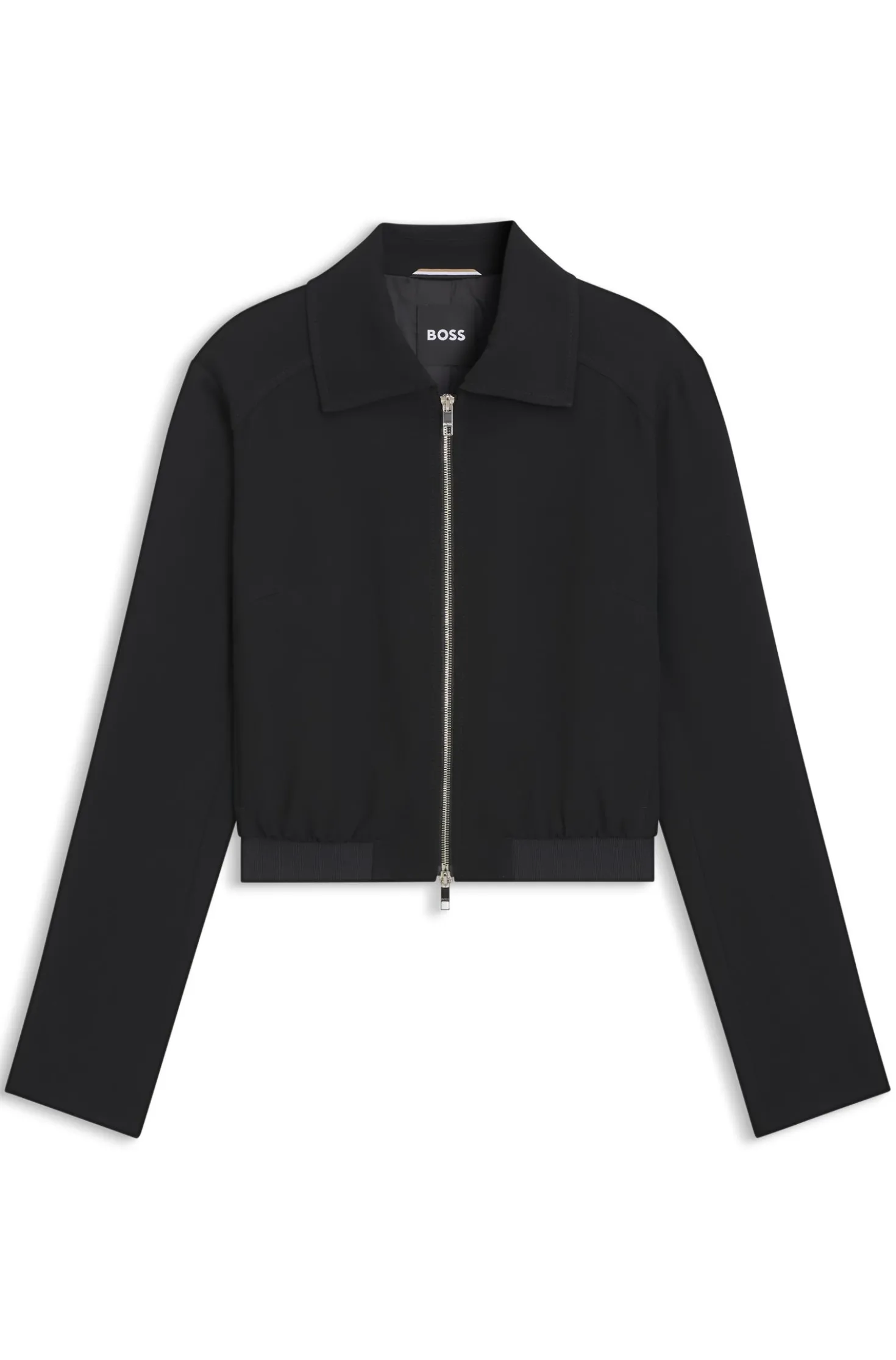 Regular-fit zip-up jacket in crepe fabric