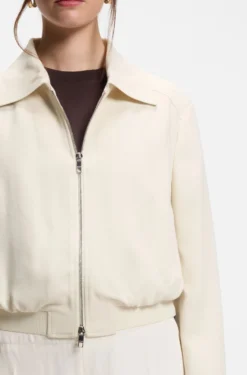 Regular-fit zip-up jacket in crepe fabric