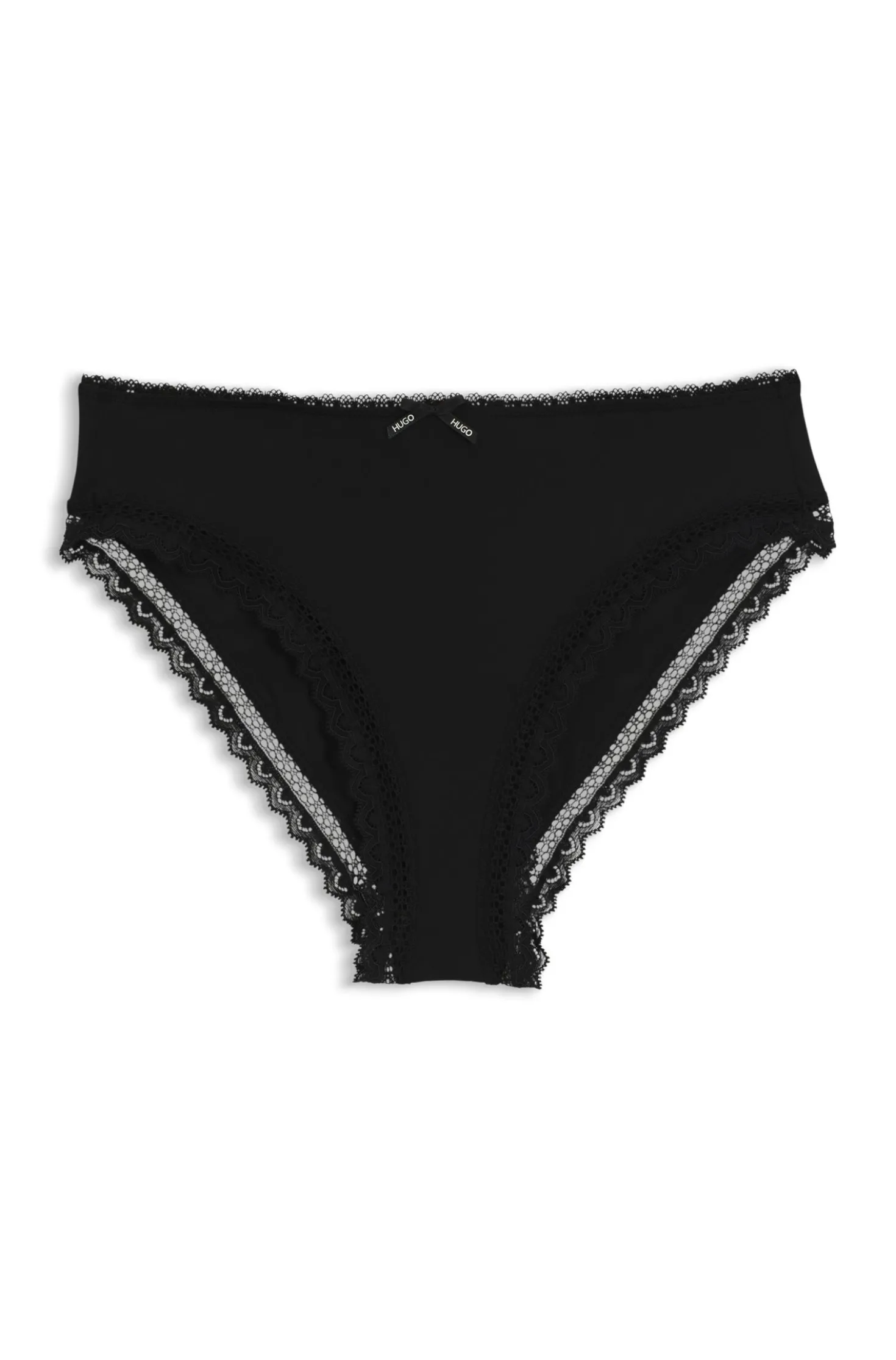 Regular-rise briefs in stretch microfibre with lace trim