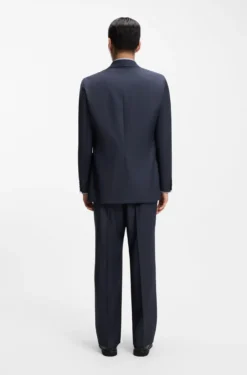 Relaxed-fit blazer in micro-patterned virgin wool