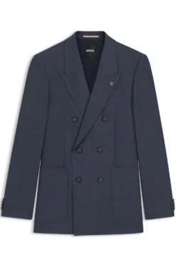 Relaxed-fit blazer in micro-patterned virgin wool