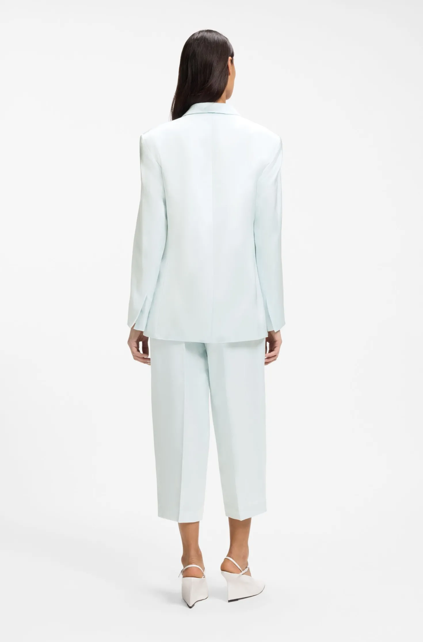 Relaxed-fit blazer in sateen with concealed closure
