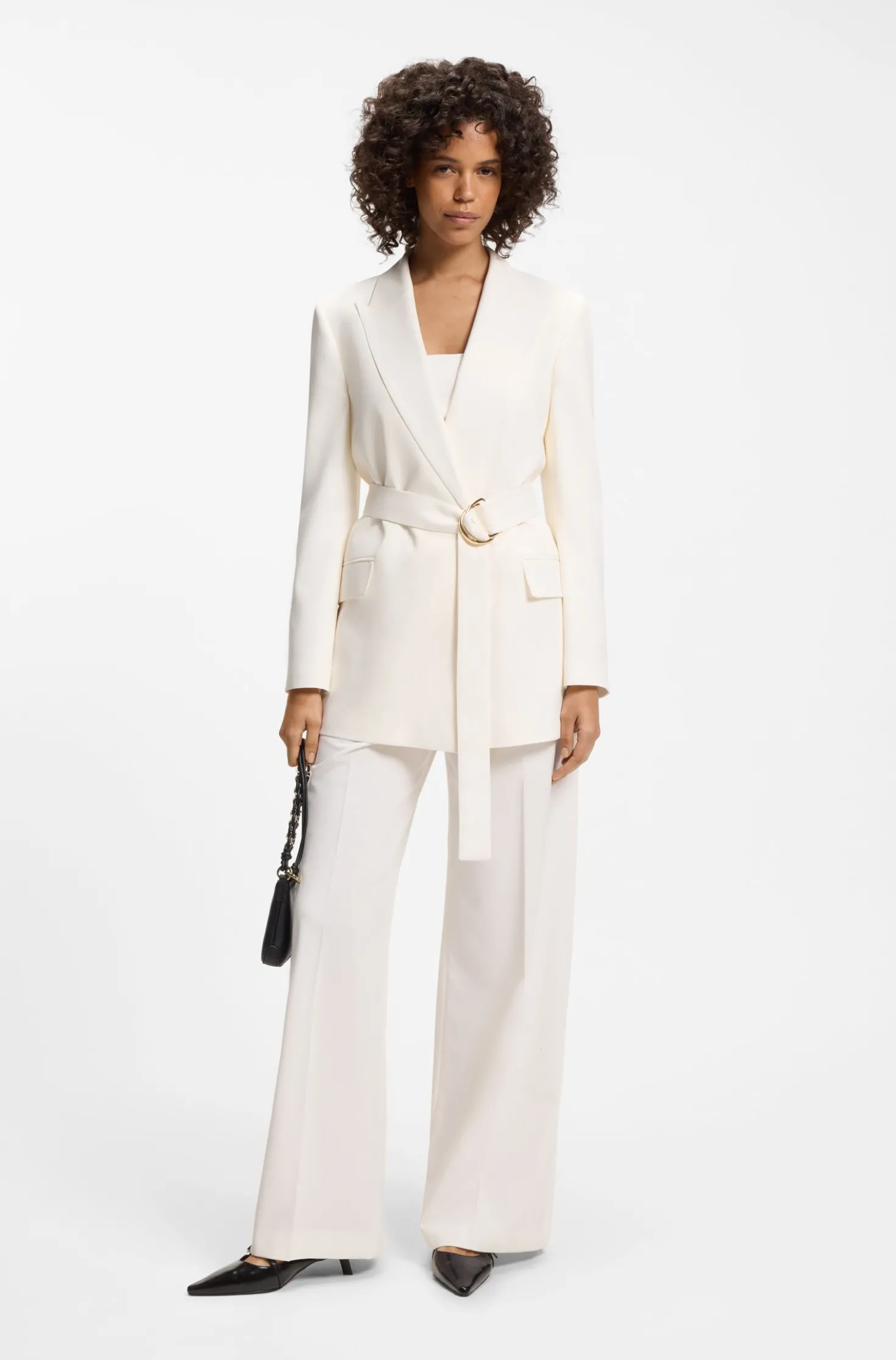 Relaxed-fit blazer with D-ring belt
