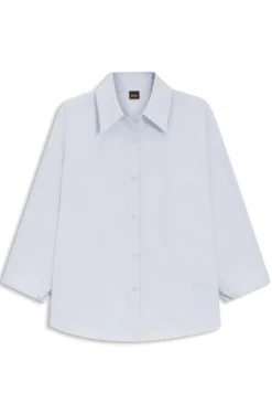 Relaxed-fit blouse in cotton poplin with kimono sleeves