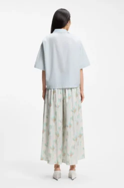 Relaxed-fit blouse in cotton poplin with point collar
