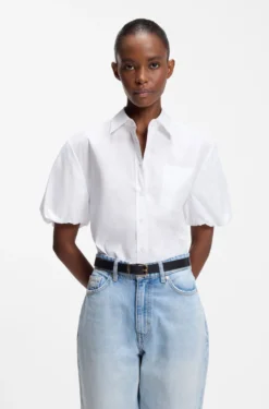 Relaxed-fit blouse in cotton poplin
