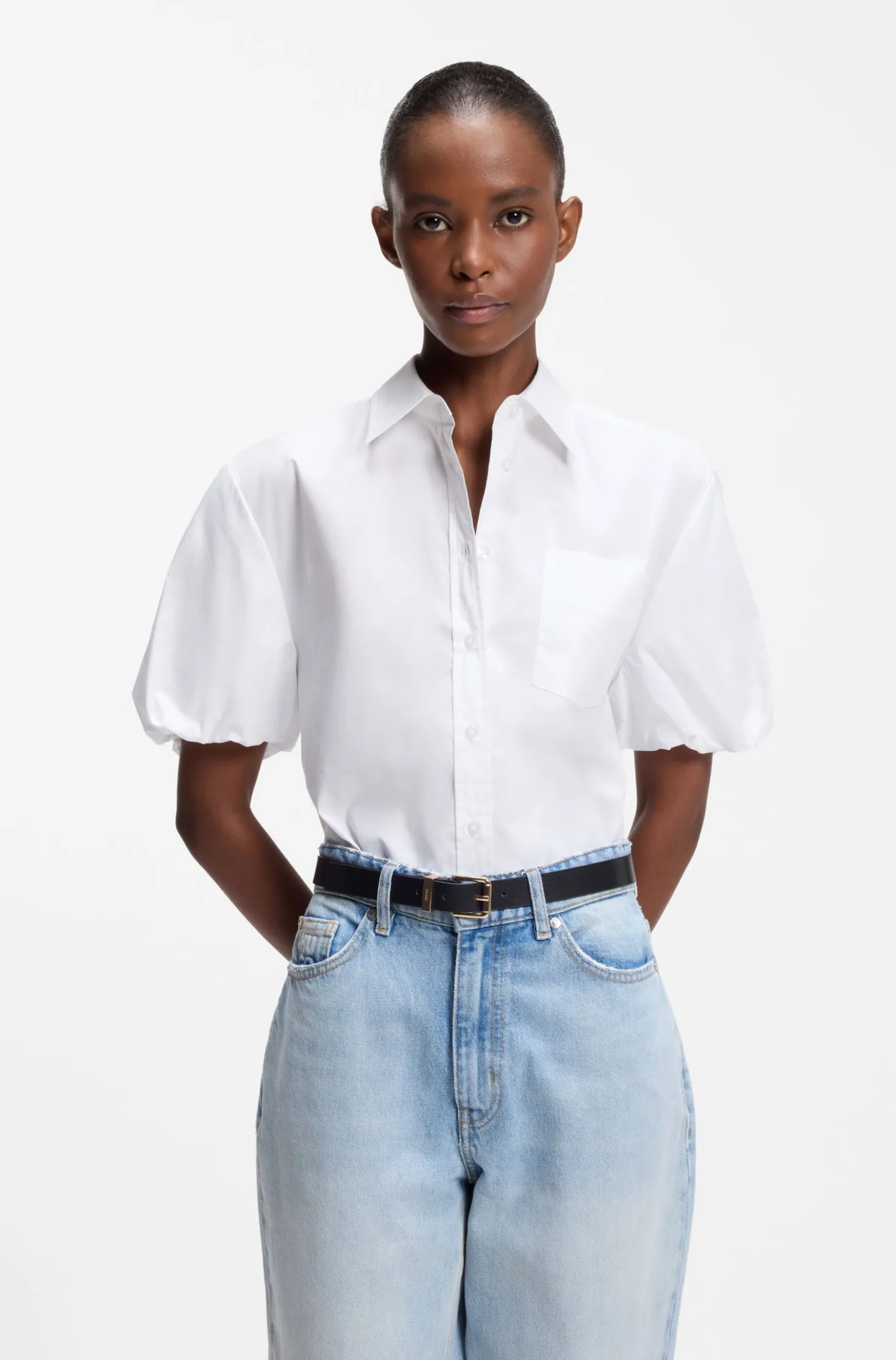 Relaxed-fit blouse in cotton poplin