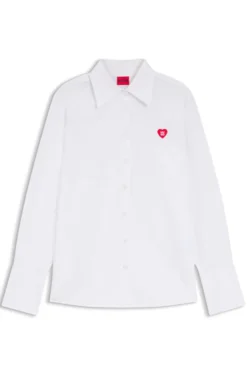 Relaxed-fit blouse in Oxford cotton with heart logo