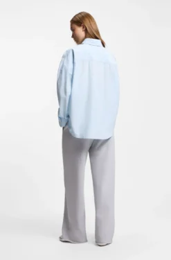 Relaxed-fit blouse in striped cotton poplin