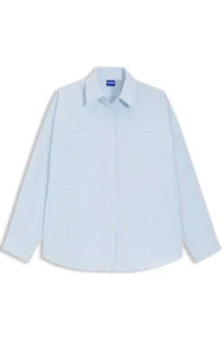 Relaxed-fit blouse in striped cotton poplin