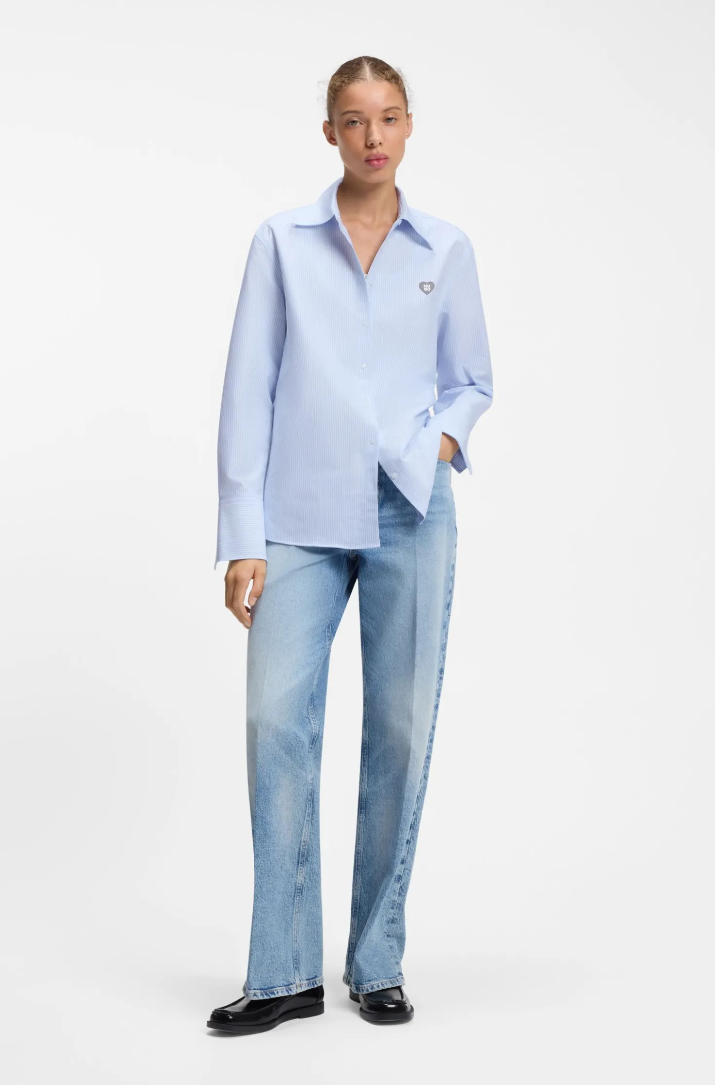 Relaxed-fit blouse in striped Oxford cotton