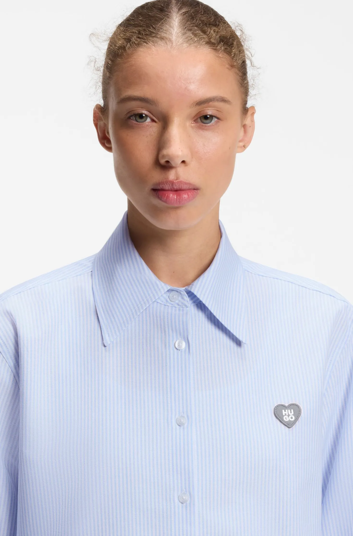 Relaxed-fit blouse in striped Oxford cotton