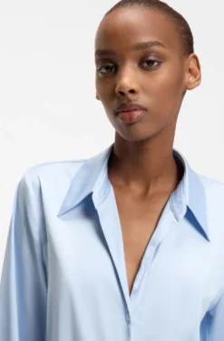 Relaxed-fit blouse with a tie-front feature