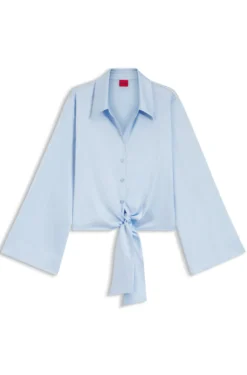 Relaxed-fit blouse with a tie-front feature