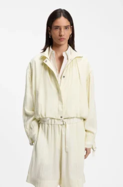 Relaxed-fit bomber jacket with stand collar